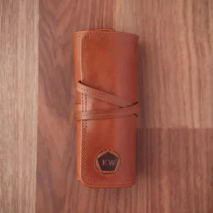 Leather Pen Roll for Six Pens - Tan Brown