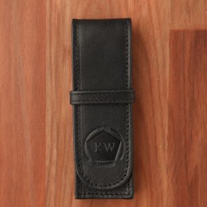Leather Flap Pen Case for Two Pens - Classic Black