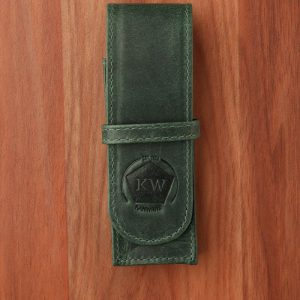 Leather Flap Pen Case for Two Pens - Green