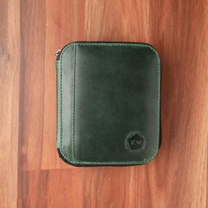 Leather Zippered Pen Pouch for Twelve Pens - Forest Green